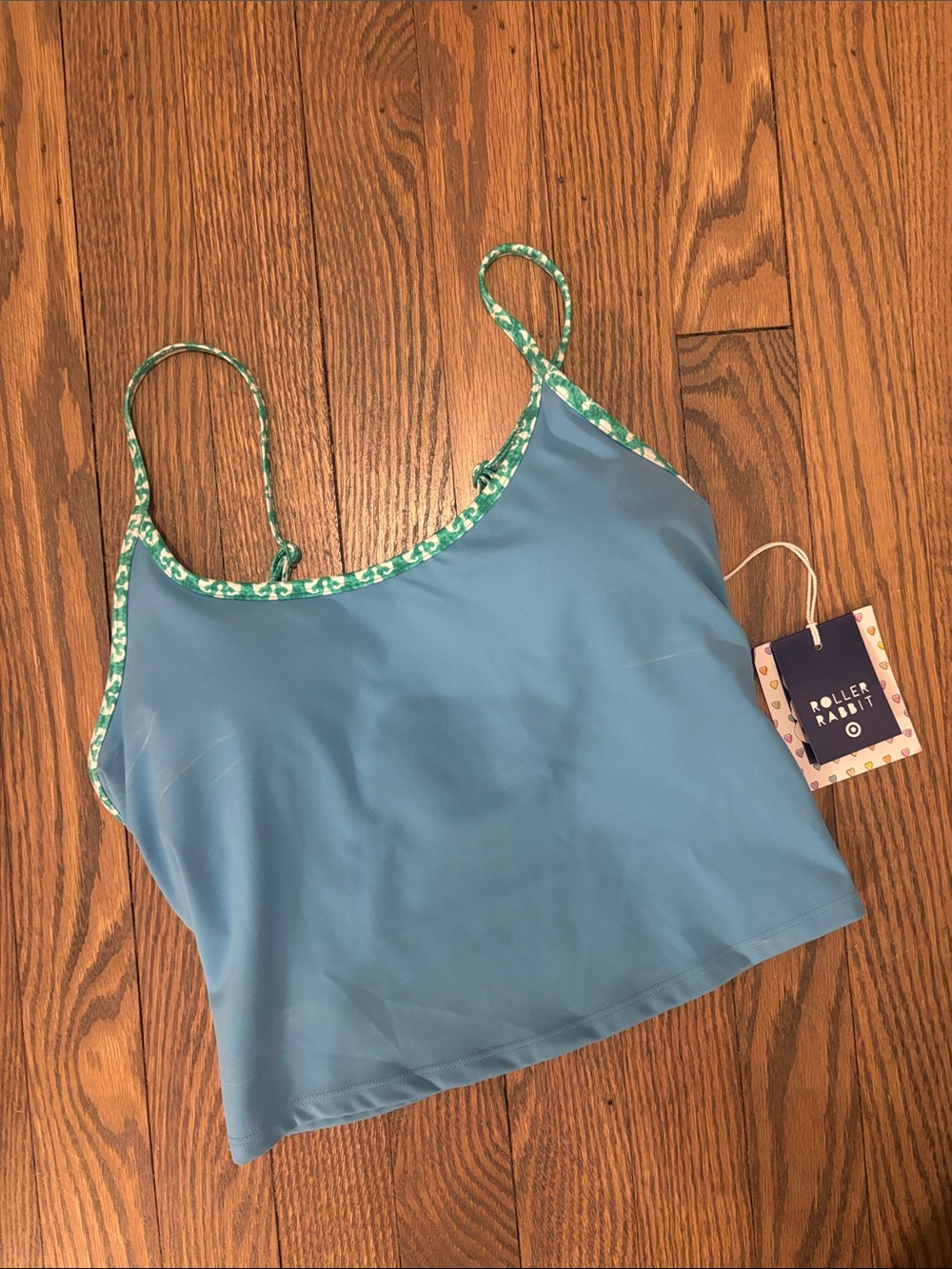 Roller Rabbit Sky Blue Cami with Green Patterned Trim XS